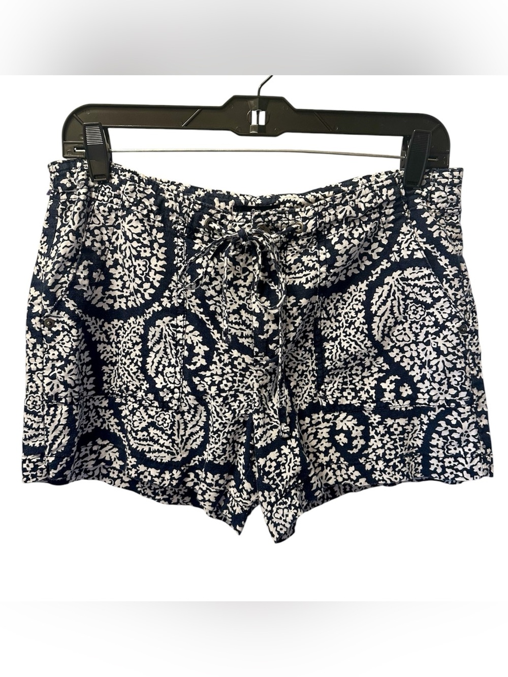 Gap Navy & White Linen Printed Drawstring Shorts